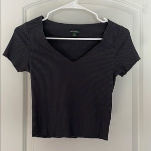 Gray ribbed crop top